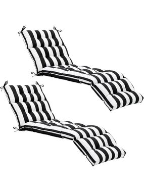 2 Pcs Soft Lounge Chair Cushions - 75x22x5 Inches, Black & White Stripes